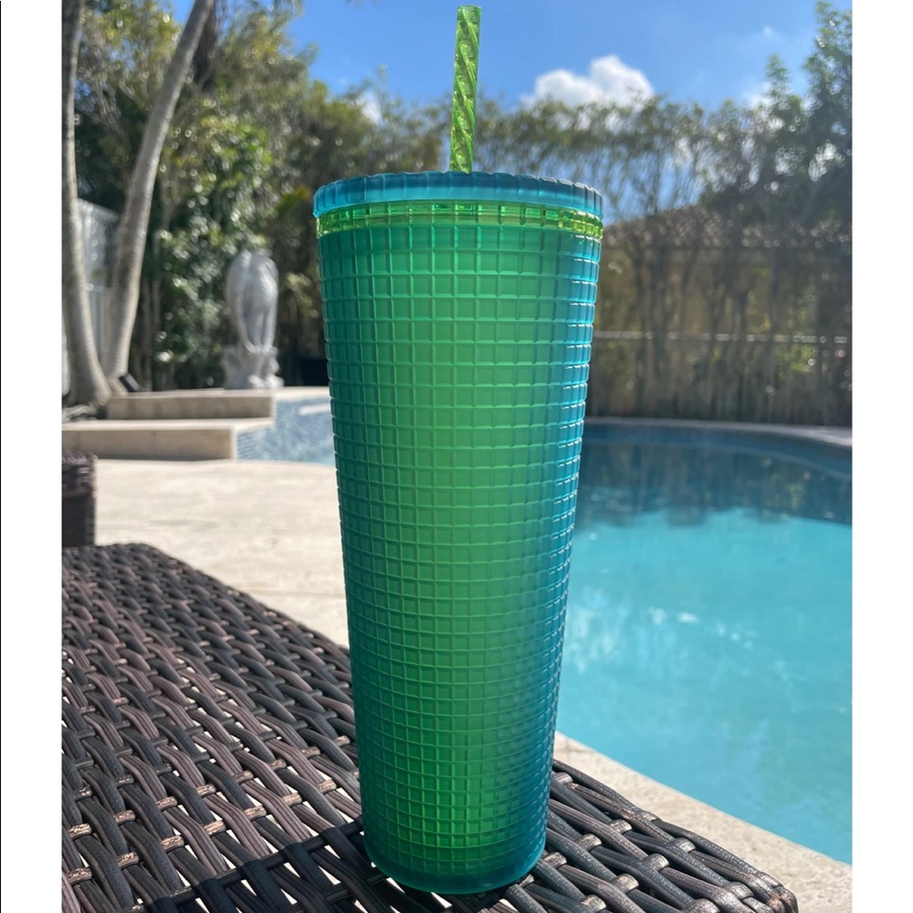 Starbucks 2022 Green Grid 24oz Tumbler Cold Cup Mountain Dew NEW RARE HTF - Picture 2 of 7